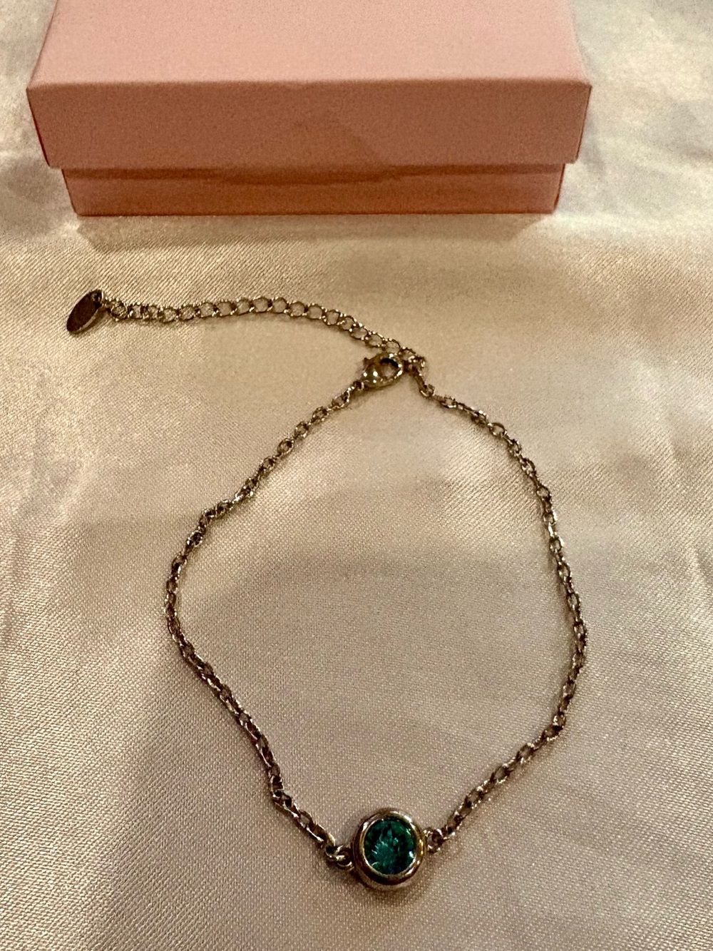 Swarovski Crystal Teal Blue Solitaire Silver Tone Bracelet NWOT
